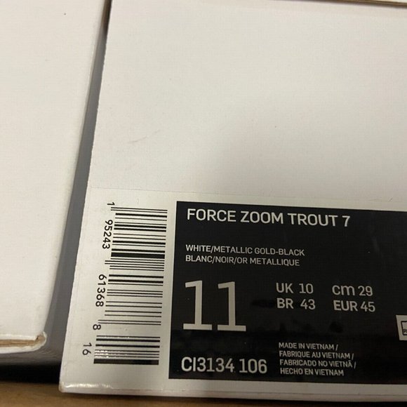 Mens Nike Air Force Zoom Mike Trout 7 Baseball Cleats CI3134-106 Size NEW main image 10